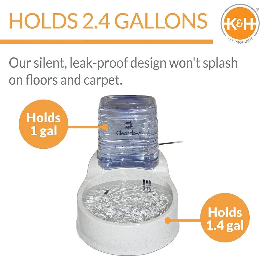 Medium Granite Dog Water Bowl with Filter- 1.4 Gallon Bowl + 1 Gallon Reservoir for Clean Hydration-Pet Bowls/Feeding