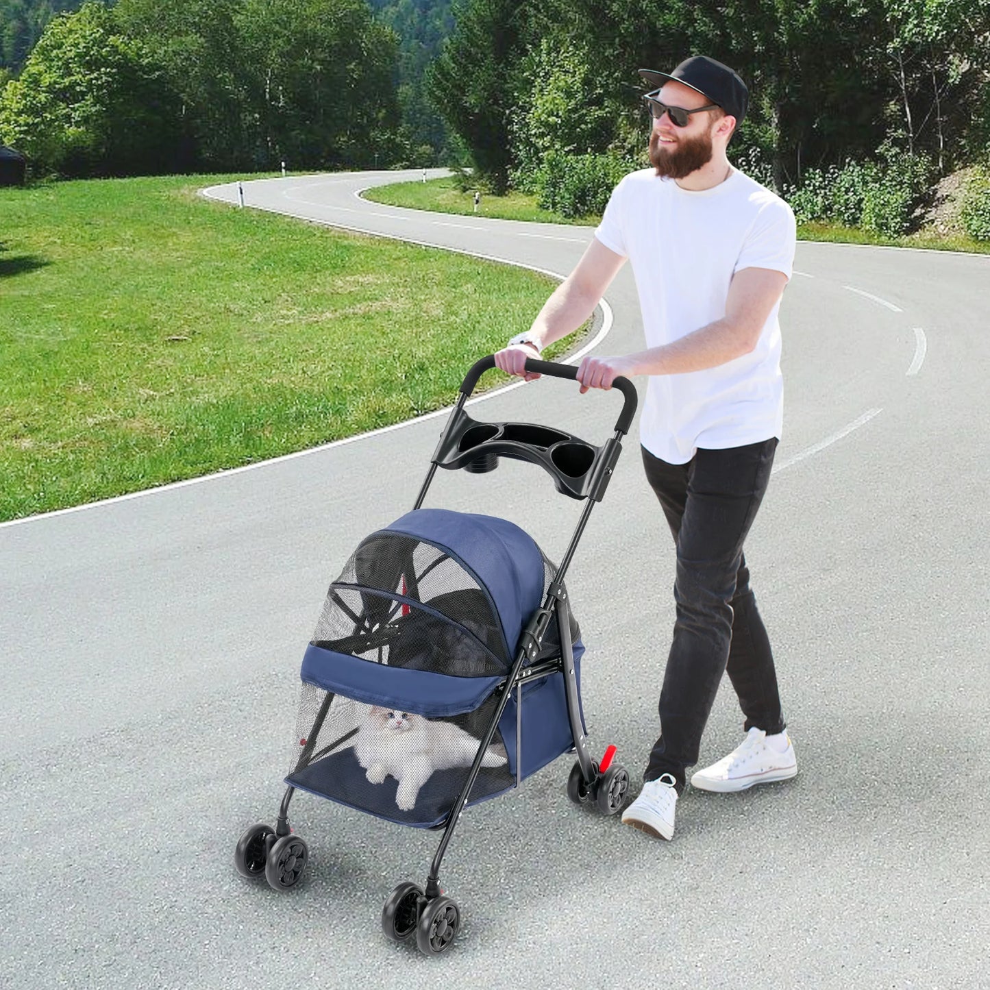Foldable Lightweight Pet Stroller- For Small To Medium Dogs - Outdoor Dog Walks Is Effortless