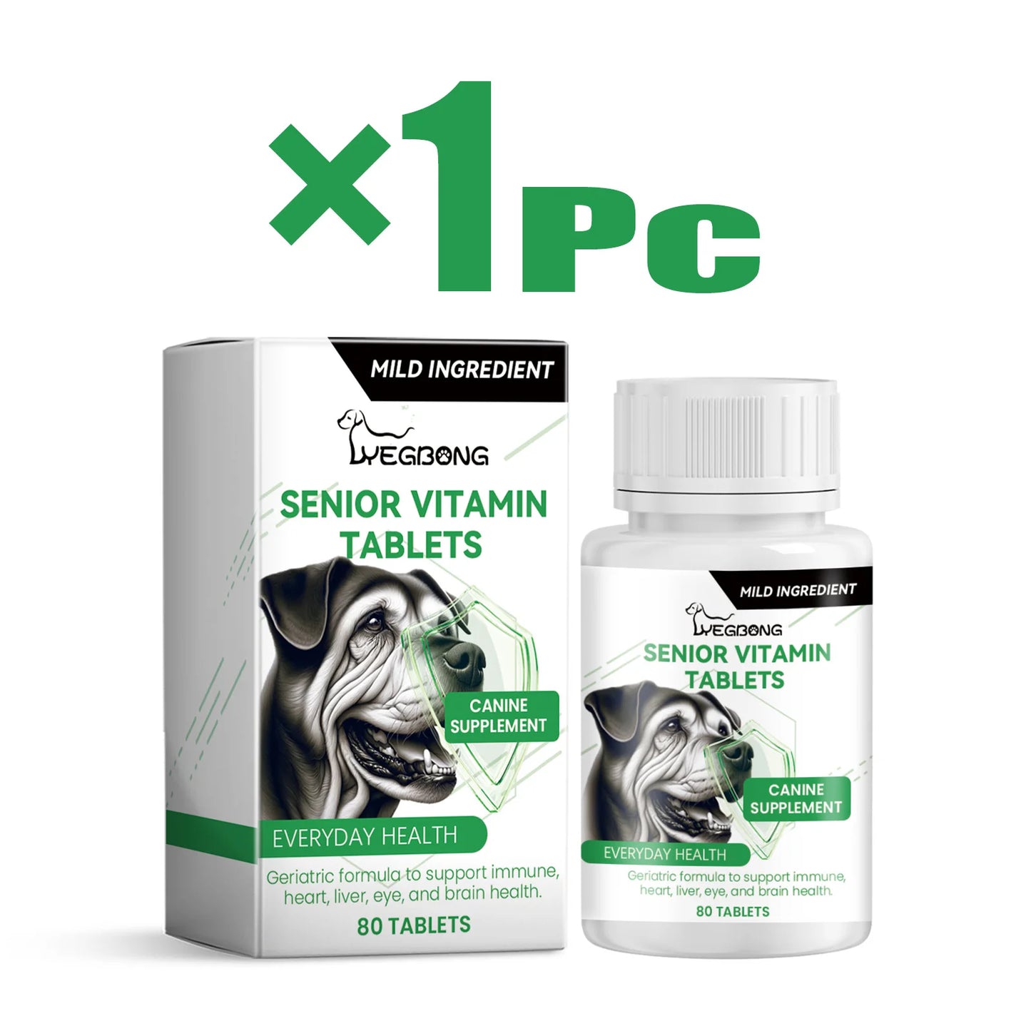 Senior Dog Multivitamin Tablets Nutrition- Promote Pet Metabolism- Boosting Immunity -Keep Healthy Vitamins Supplement- 80 Tablets-Pet  Grooming