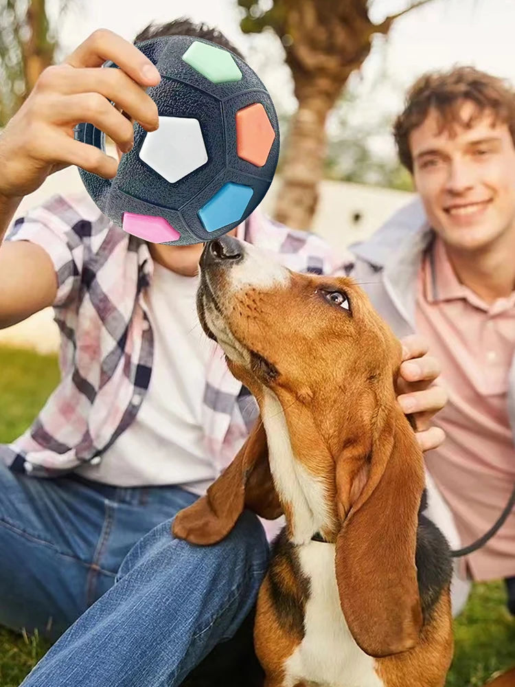 Dog Calming Ball with Handle - Football Shape Toy- Interactive-Squeaky-Dog Toys