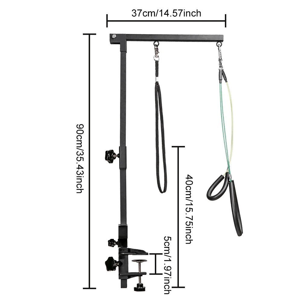 Pet Grooming Table- Holder with Bracket Arm- Adjustable- Telescopic Table- Foldable- Pets Grooming