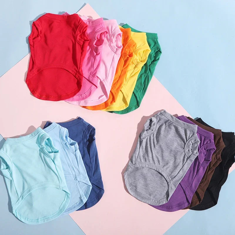 Summer Pure Cotton Dog Vest T-Shirt-Sizes XS-3XL-Costumes/Apparel