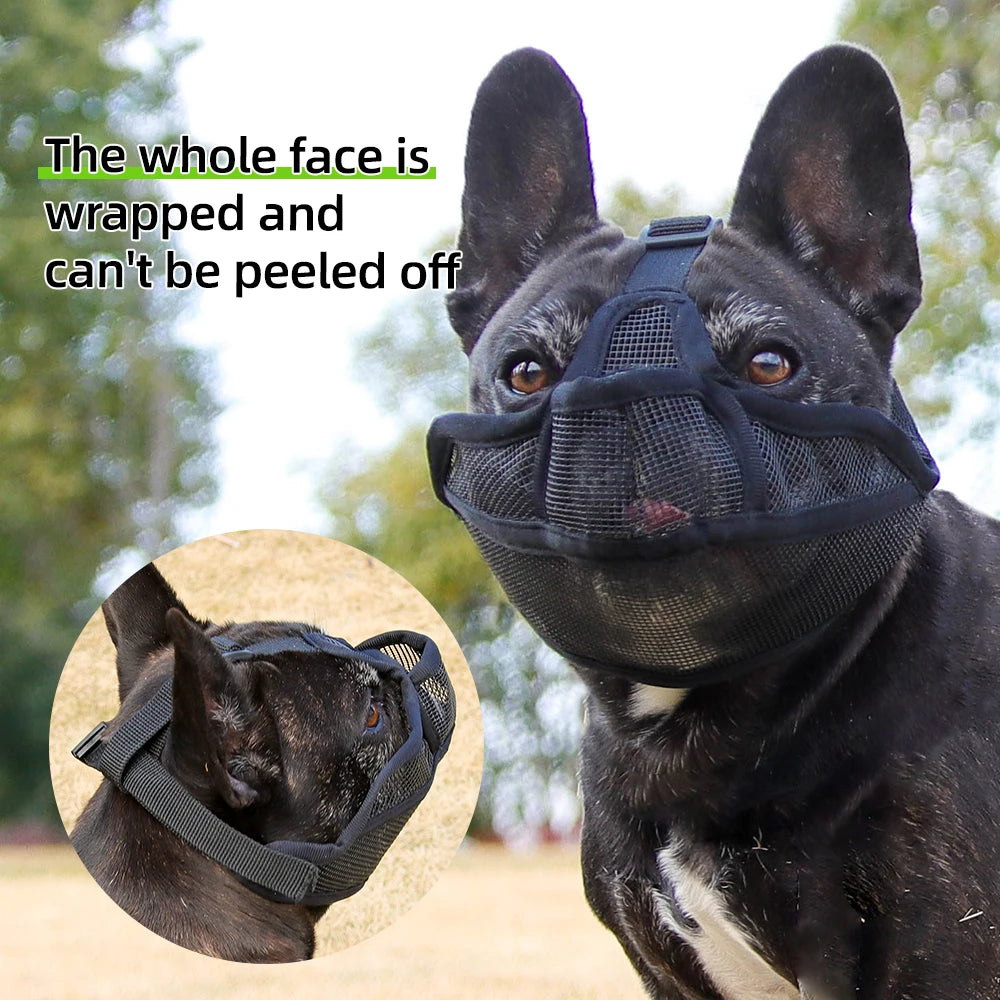 Short-Snouted Soft Dogs Muzzle-Preventing Barking- Breathable-Sizes XXS-L-Pet Accessories