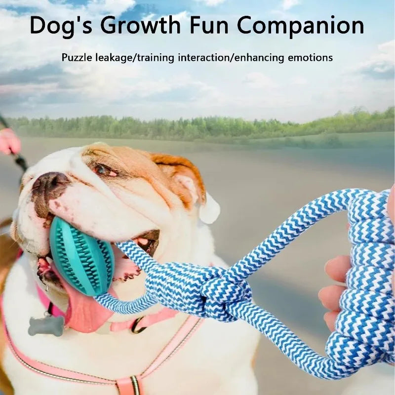 Interactive Dog Treat Ball- 18x13cm- Chew Resistant Rope Toy with Food Dispensing for Mental Stimulation-Dog Toys