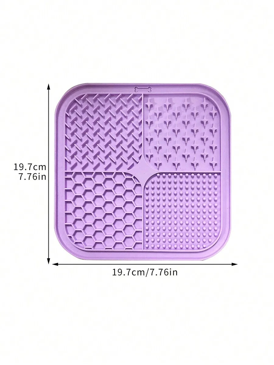 1pc Silicone Pet Slow Food Bowl Mat-For Dogs or Cats- Anti-Choking- Licking Pad With Suction Cup Design-Pet Bowls/Feeding