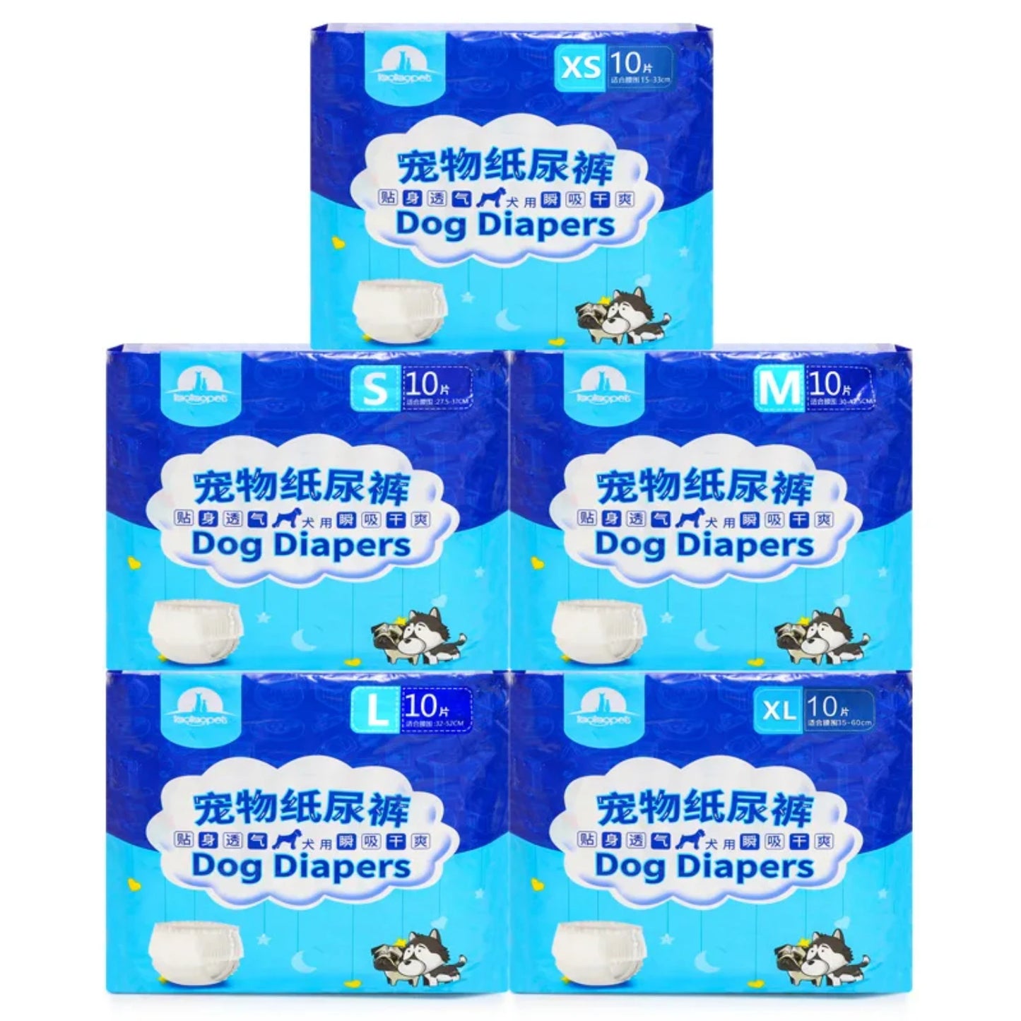 10PCS Disposable Dog Diapers-Super Absorption- Leakproof Pants- Breathable-Sizes XS-XL-Pet Grooming