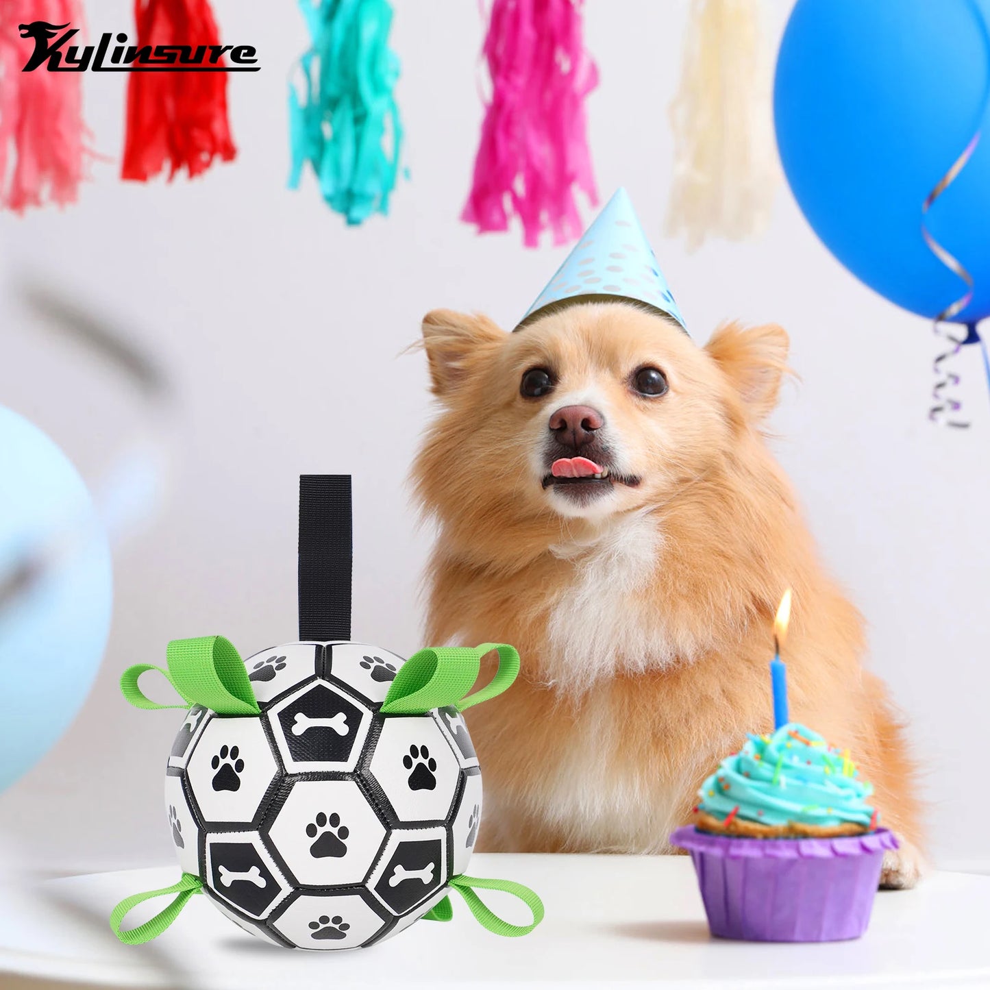 Dog Toys Soccer Ball with Straps- Interactive Toy for Tug of War- Durable- Dog Toys
