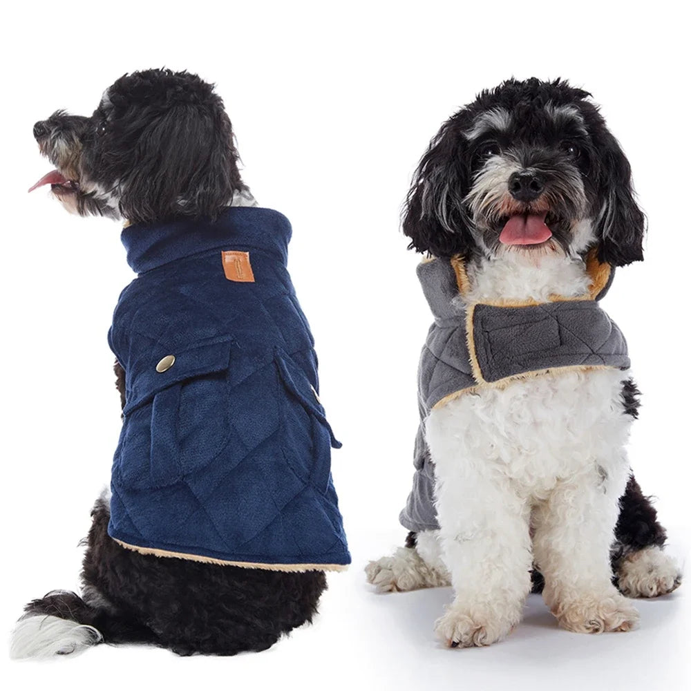 Soft Winter Warm Plush Jackets for Dogs- Thickness -Double Pockets -Fashionable- Dog Coats Puppy Clothes for SML Dogs-Costumes/Apparel