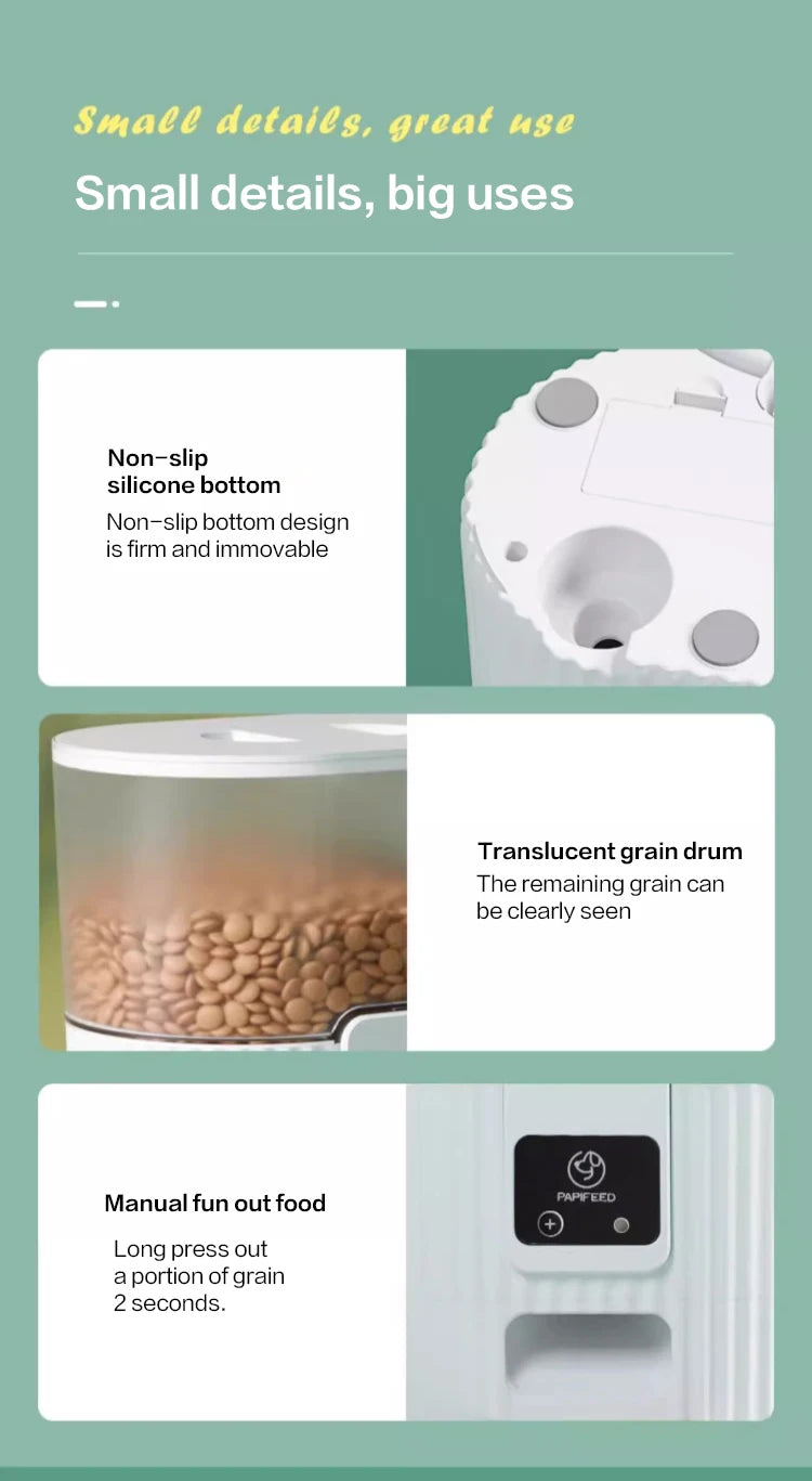 PAPIFEED automatic feeder dog fixed feeding machine cat food dog food wifi remote smart  pet food dispenser