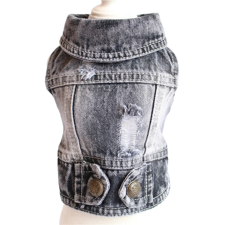 Retro Designer Dog Jeans Jackets Vest for Small Dogs- Handsome Denim Jacket- Durable- Sizes XS-XXL-Costumes/Apparel