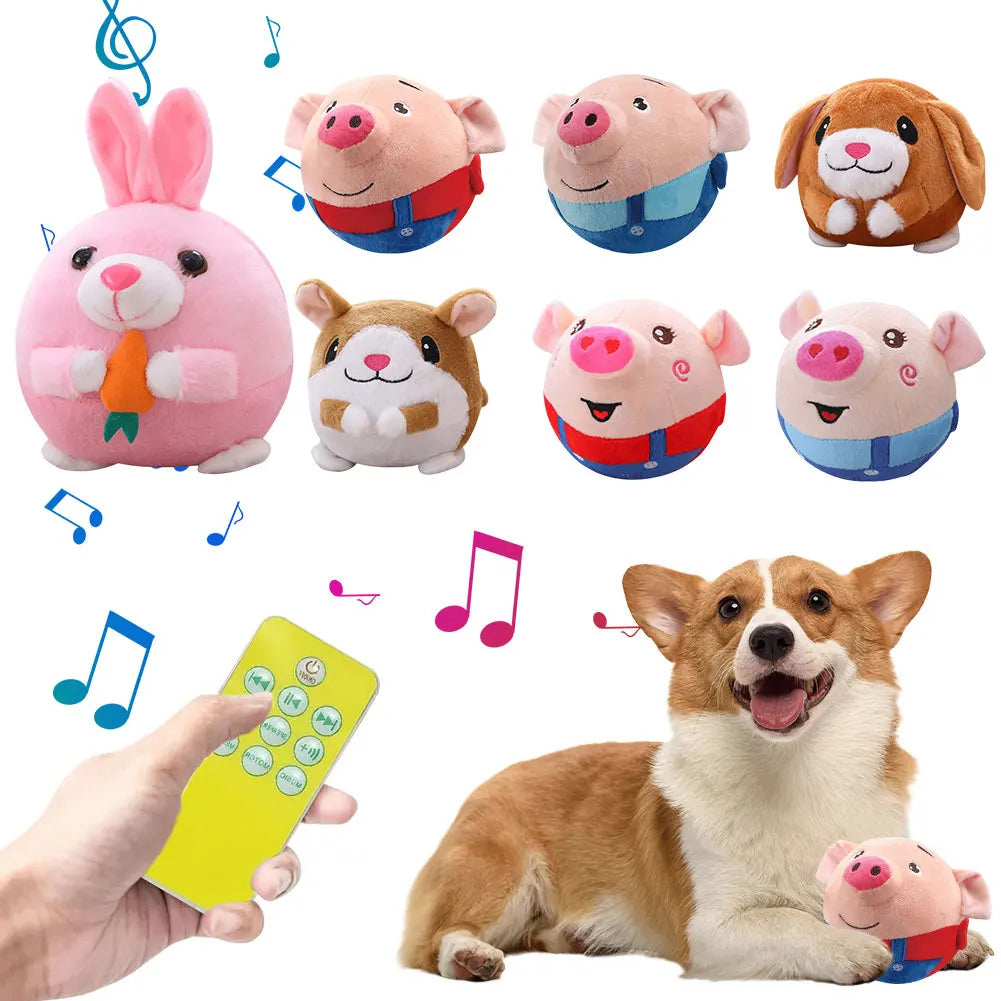 Cartoon Pig Active Moving Talking Pet Plush Toy- Washable Dog Ball- USB Rechargeable Interactive Dog Toy