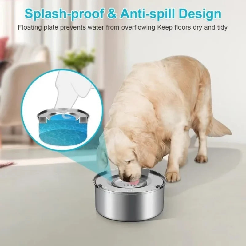 1L 3L Stainless Steel Dog Floating Water Bowl- No Spill- Anti-Splash Dog Water Dispenser- Non-Slip -Pet Bowls/Feeding