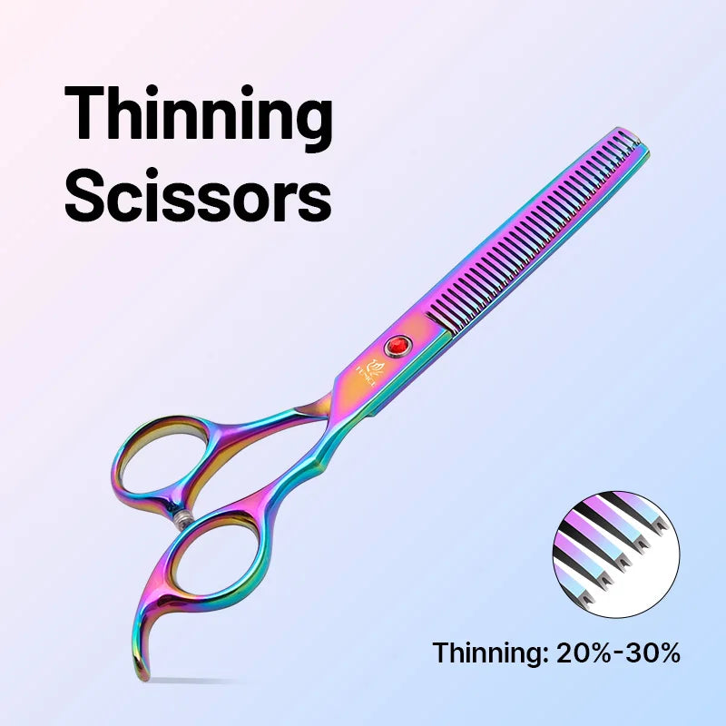 Classical Model home use rainbow & black dog grooming scissors  set for household pet owner