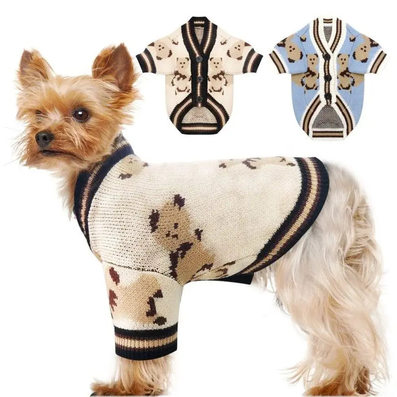 Dog Cardigan Bear- Pattern Sweater for Small/Medium Dogs- Puppy Chihuahua Yorkies-Costumes/Apparel
