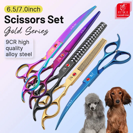Classical Model home use rainbow & black dog grooming scissors  set for household pet owner