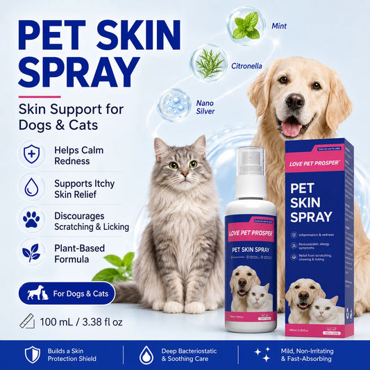 Skin Support Itch Spray to Comfort Dogs -100 mL Dog at Itch Relief Spray-Gentle Plant-Based Skin Support with Mint, Citronella/ Nano Silver for Redness, Scratching/ Licking-Pet Supplements