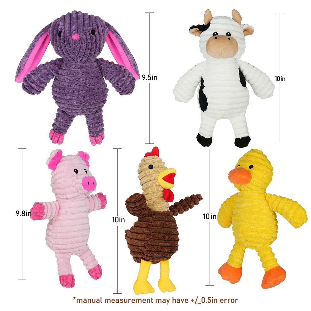 5 Pack Dog Toys- Plush Dog Squeaky Toys- Assortment Value -Bundle Animal Pet Toy for Small Medium Large Dogs-Dog Toys
