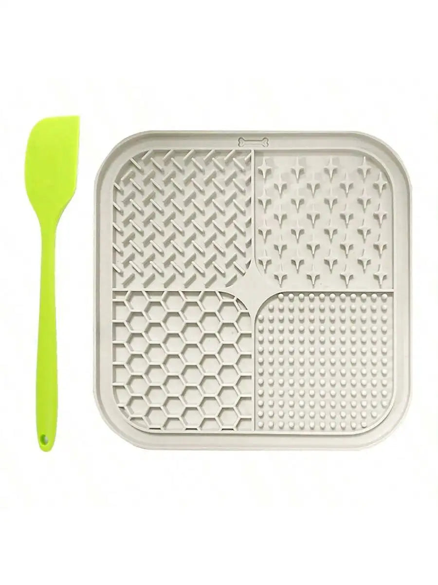 1pc Silicone Pet Slow Food Bowl Mat-For Dogs or Cats- Anti-Choking- Licking Pad With Suction Cup Design-Pet Bowls/Feeding