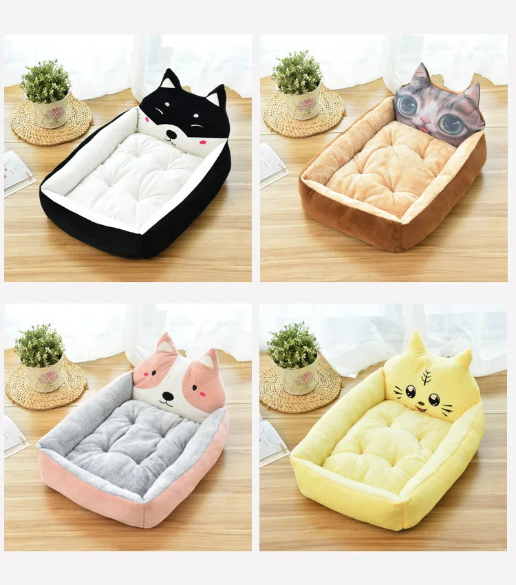 Winter Warm Dog Sofa Bed-Non-Slip Bottom-Washable Cartoon Pet Beds for Small Dogs-S M L sizes-Beds & Blankets