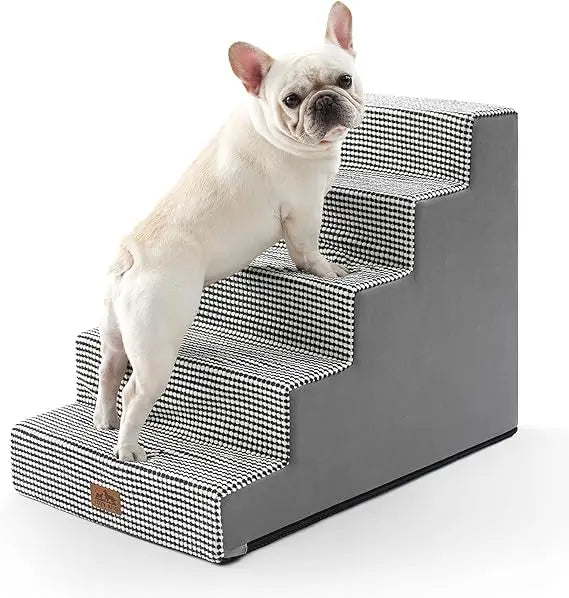 Dog Stairs for Small Dogs, 5 Tier Wider Pet Stairs for High Places, 23.6" H- Non-Slip Dog Steps for Old Cats, Puppies, Small Medium
