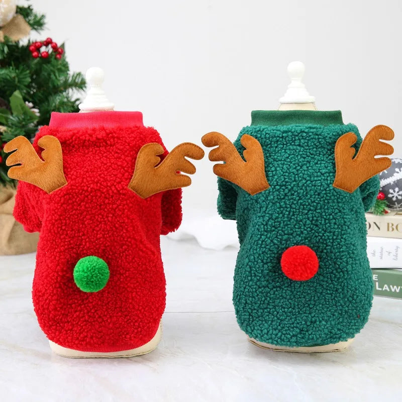 Christmas Pet Clothes- Warm Fleece Dog Sweaters -Winter Coats for Small Dogs Puppy
