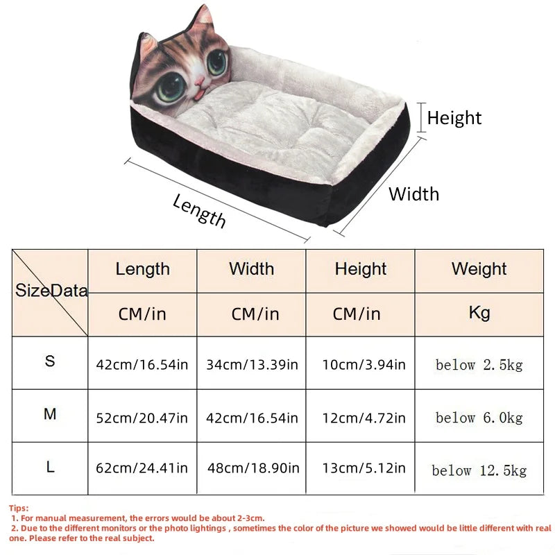 Winter Warm Dog Sofa Bed-Non-Slip Bottom-Washable Cartoon Pet Beds for Small Dogs-S M L sizes-Beds & Blankets