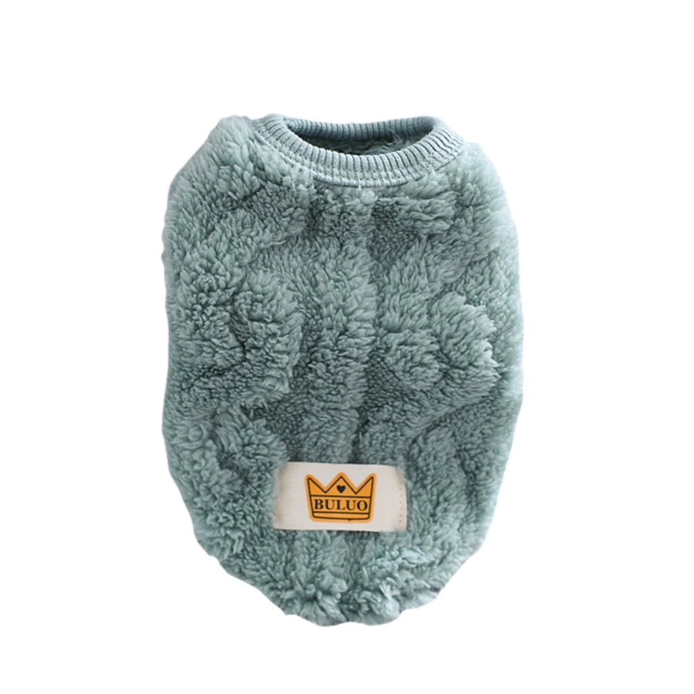 Cute Cuddly Solid Wavy Double-sided Warm Sweater -Autumn Winter -Fleece Pullover Pet Clothes for Small Medium Dogs