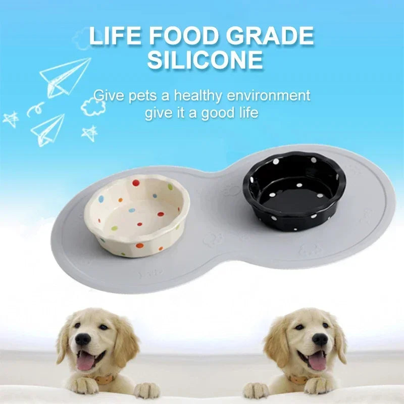 48*27cm Pet Dog Puppy Feeding Mat Pad Cute Cloud Shape Silicone Dish Bowl