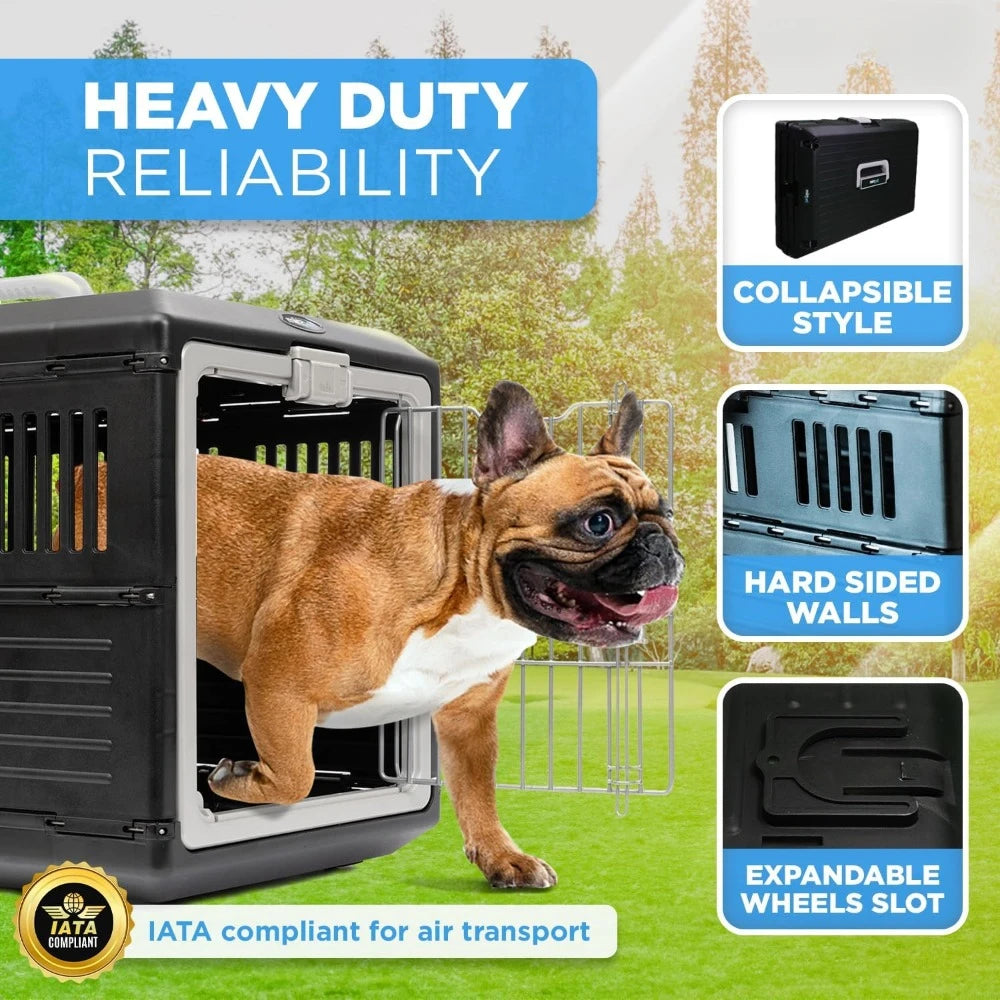Crate-Premium Collapsible Design for Medium Dogs-Portable Kennel- Indoor/Outdoor- Use-360 Degree Ventilation