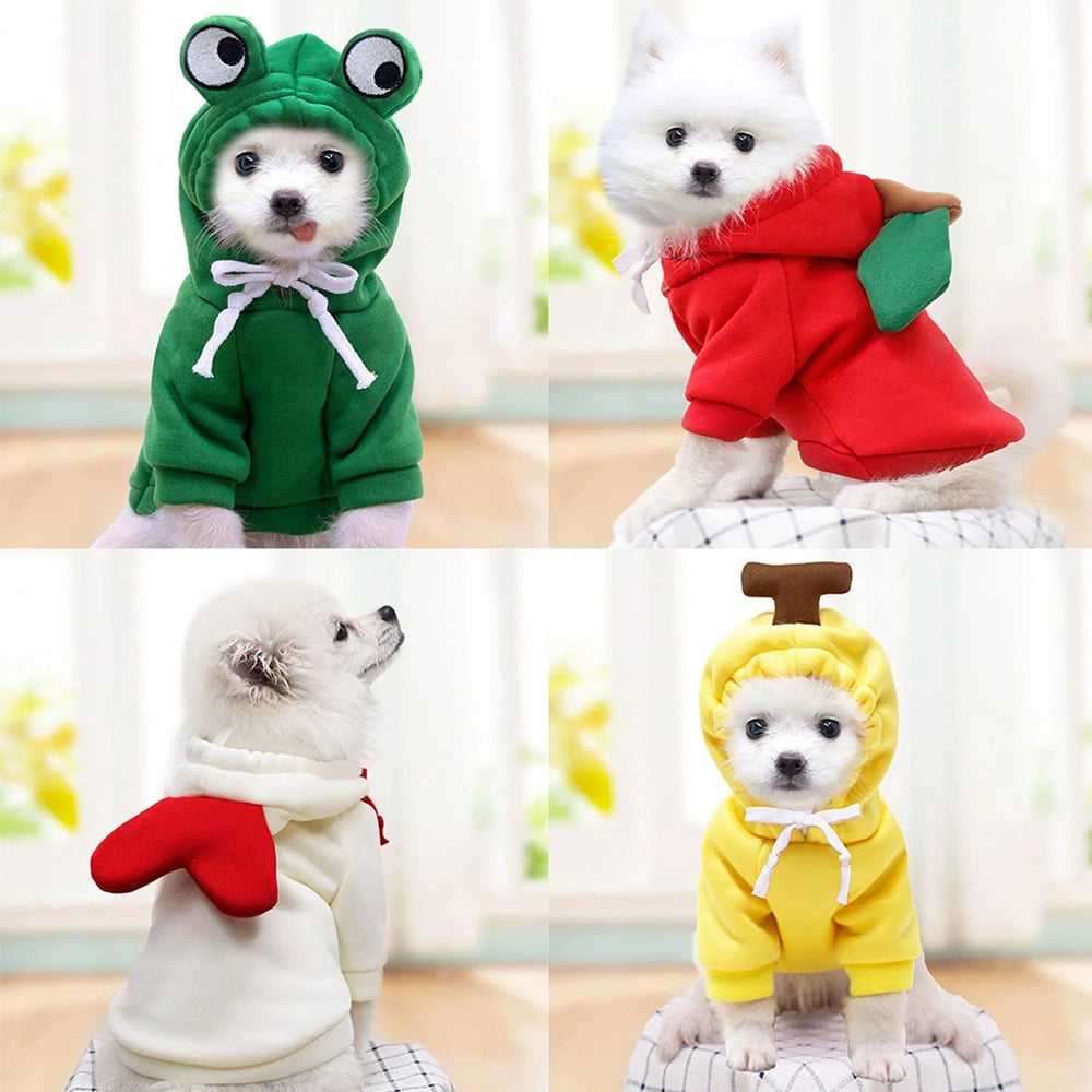 Costume Hoodies Clothes- Cute Plush Coat Hoodies-Pet Costume Jacket For Puppy Cat French Bulldog Chihuahua Small Dog Clothing