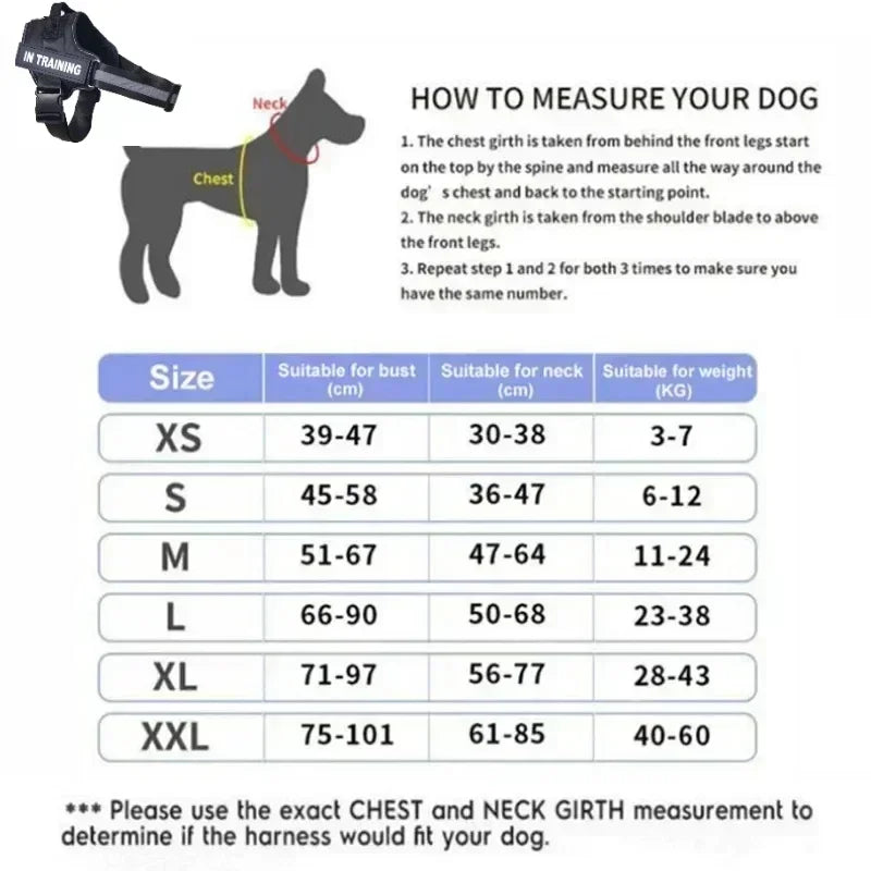 Dog Collar Harness ID Custom Patch-Reflective- Breathable No Pull Vest- Sizes XS to 2XL-Collars/Leashes