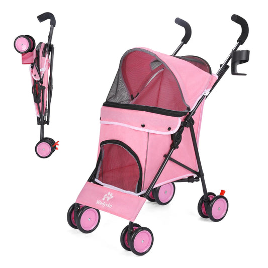 Pet Dog Stroller- 4 Wheels -Puppy Stroller Rotate with Brakes -Storage