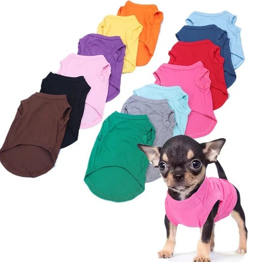 Pure Cotton Dog Vest Shirts- sizes  XS-3XL- Soft Thin T-Shirt-Costumes/Apparel