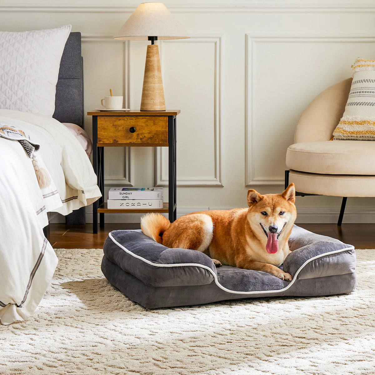 JHK Orthopedic Dog Bed- Memory Foam-with Washable/ Removable Cover- Non-Slip Base- Waterproof Liner-Size S-XL-Beds & Blankets
