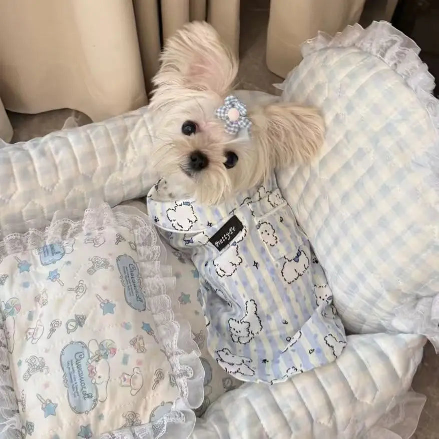 Anti-Loss Pet Sleepwear- Thin Layer Pajamas- Cotton Korean- Adorable-Sizes XS-XL-Costume/Apparel