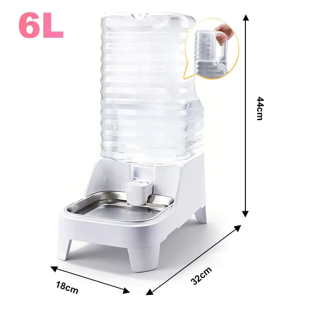 NITYERS 6L Gravity Pet Water Dispenser- Large Capacity -Automatic Dog Water Bowl-Elevated-No Electricity- Stainless Steel Tray-Pet Bowls/Feeding