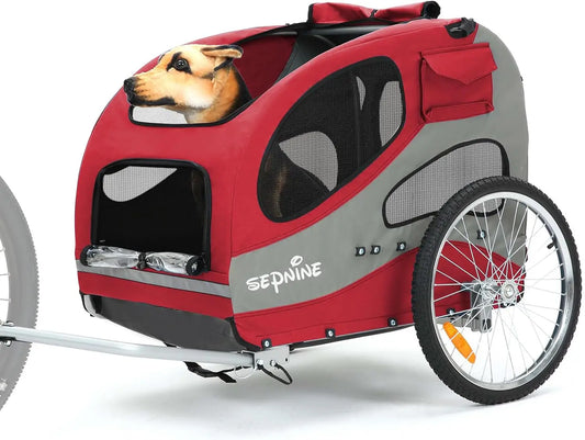 Dog Bike Trailer- Dog Cart for Bicycle-Suitable for Small and Medium Pets- Easy Folding Cart Frame- Quick Release Wheel
