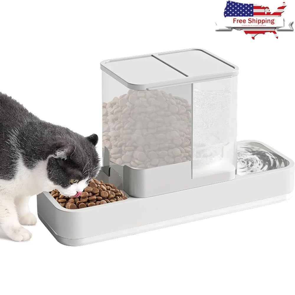 Automatic Small Pet Feeder/ Water Dispenser- 2 in 1 Gravity Bowl Set For Pets- Easy Clean Non Electric