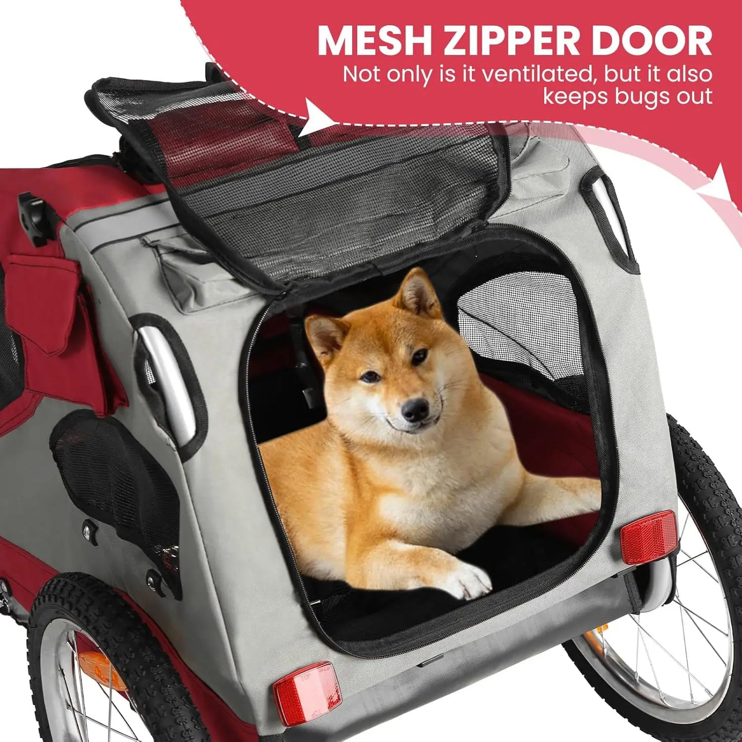 Dog Bike Trailer- Dog Cart for Bicycle-Suitable for Small and Medium Pets- Easy Folding Cart Frame- Quick Release Wheel