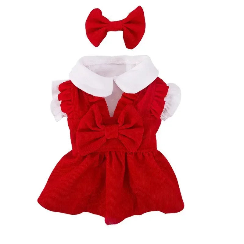 Christmas Princess Dress- Bow Knot -Winter Warm Dog Clothes
