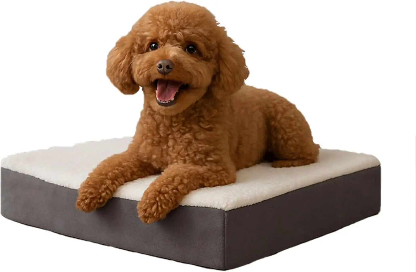 Orthopedic Dog Bed - 2-Layer Memory Foam, Washable Sherpa Cover - 20x15in for Small Dogs Up to 20lbs -Gray-Bed & Blankets