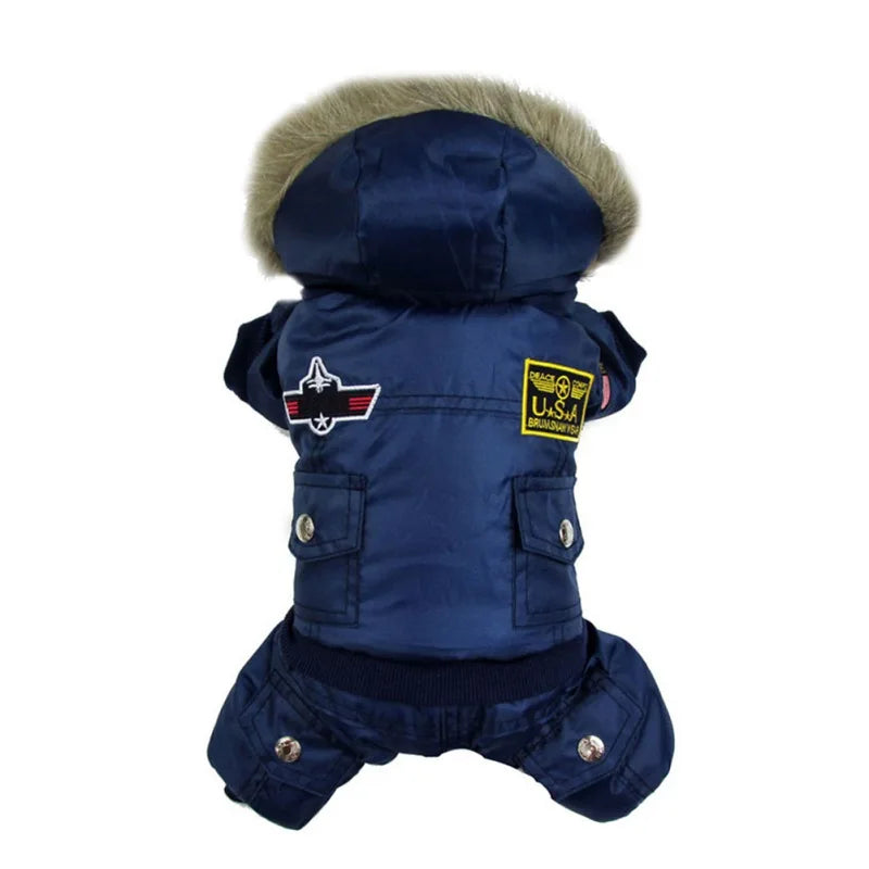 Autumn Winter Warm Pet Dog Jumpsuit- Uniform Thicken Hooded Dog Padded Coat- For Small Medium Dogs -Waterproof Coats