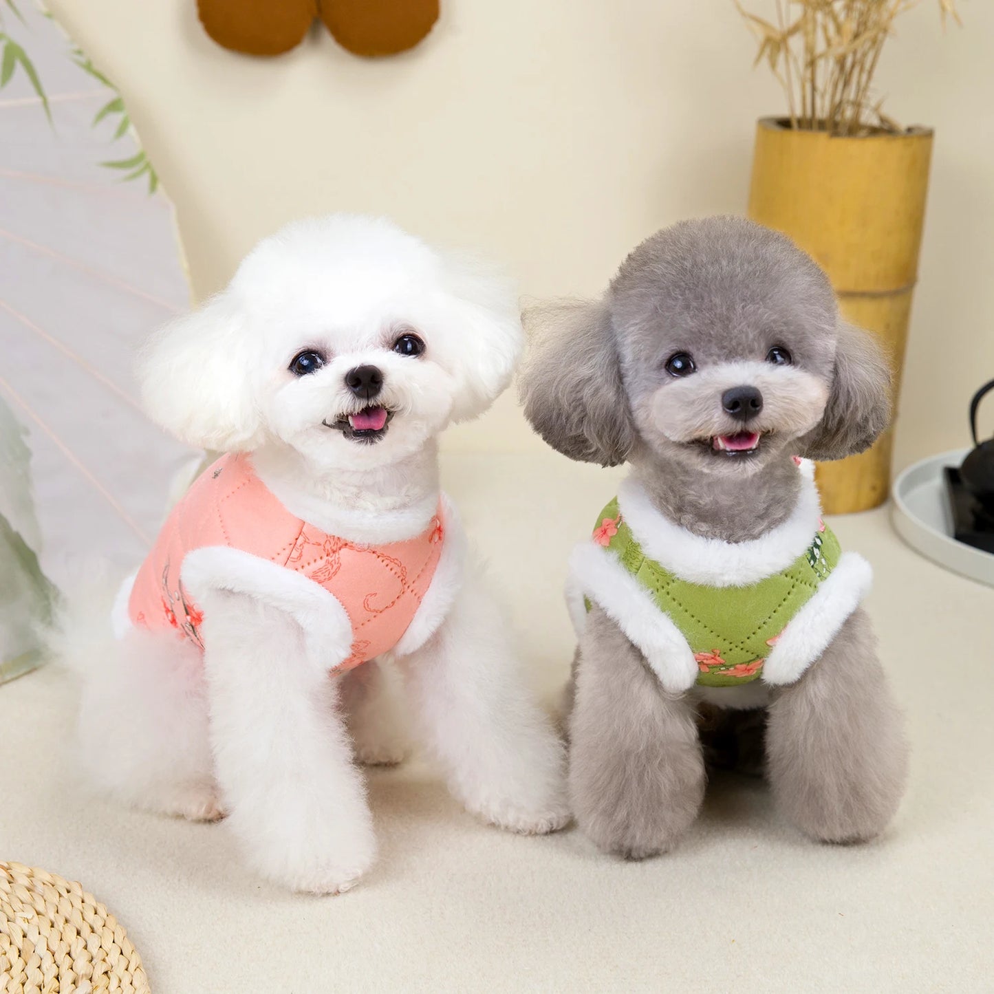 New Year Chinese Style Dog Tang Suit-  Warm Pet Vest Clothes- Festival Small Dogs Winter Jacket - Costume/Apparel
