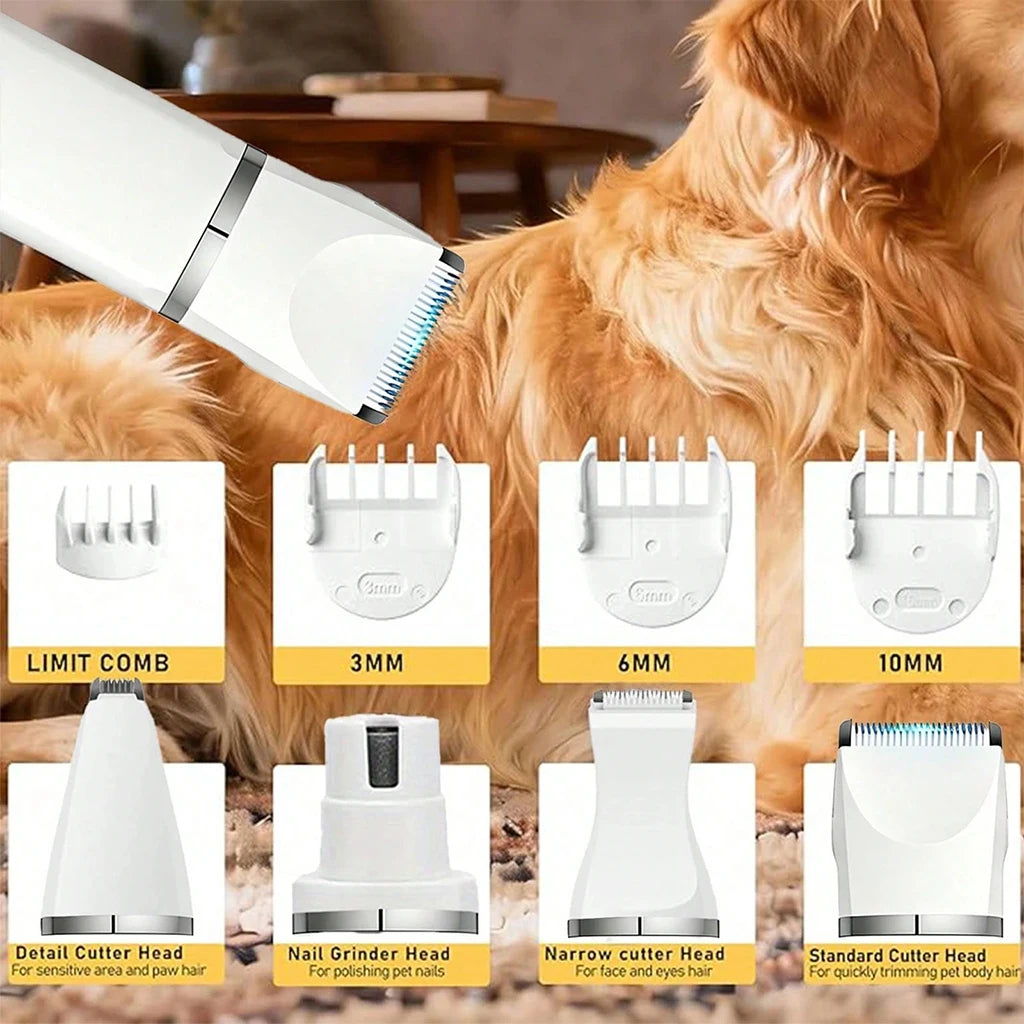 4-in-1 Pet Hair Clippers- Rechargeable Pet Trimmer Kit- Cordless- Electric Grooming Shaver with Comb Guide for Puppy Kitten-Pet Grooming