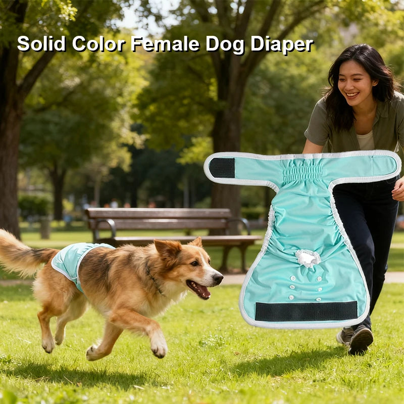 Soft Pet Washable Reusable Dog Period Heat Pants - Highly Absorbent- Adjustable Snaps for Female/Girl Dogs