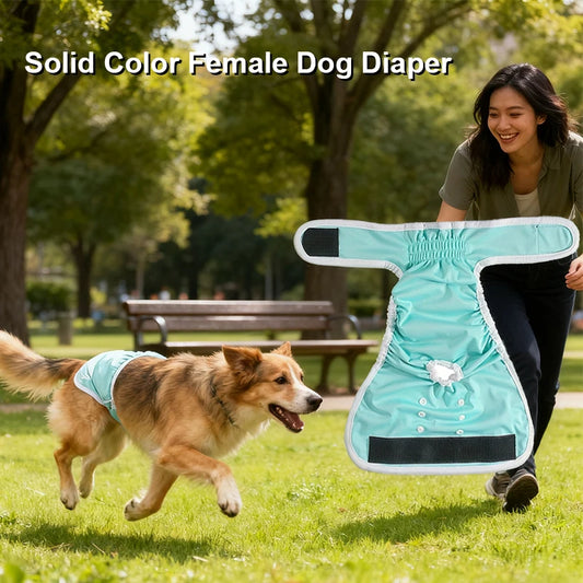 Soft Pet Washable Reusable Dog Period Heat Pants - Highly Absorbent- Adjustable Snaps for Female/Girl Dogs