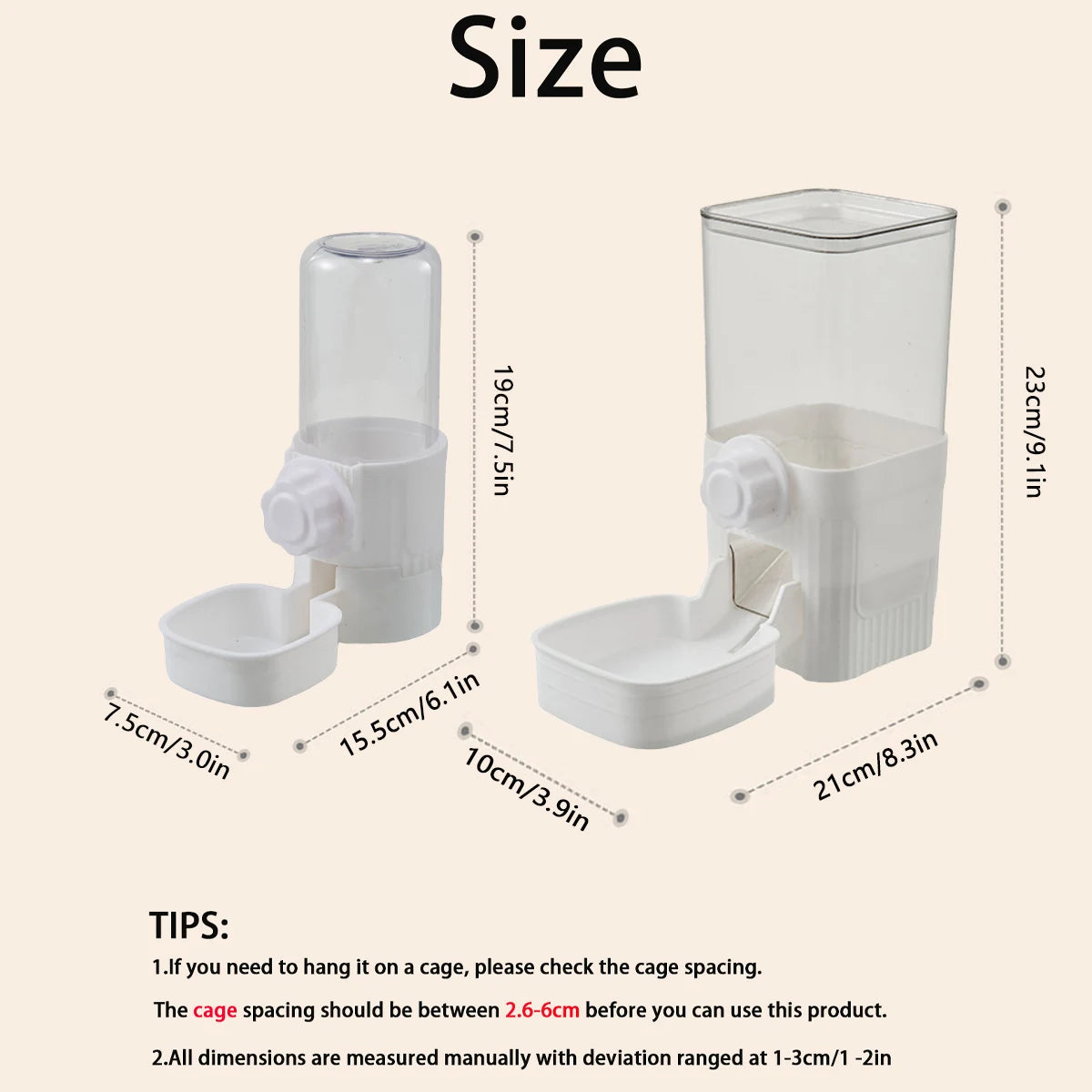 Automatic Pet Feeder/ Waterer Hanging Cage Bowls-Suitable for Small Puppy Dogs Food Container Dispenser Bowl-Pet Bowls/Feeding