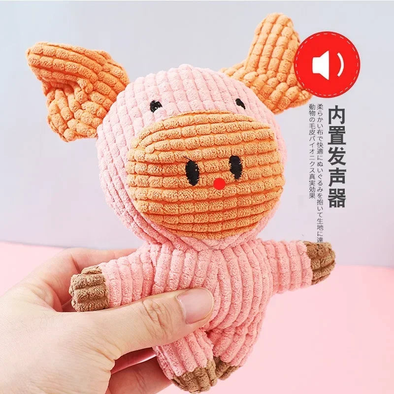 New Pet Toys -Plush Bite Resistant Toys -Cute Animal Shapes-Squeaky Dog Toys-Interactive