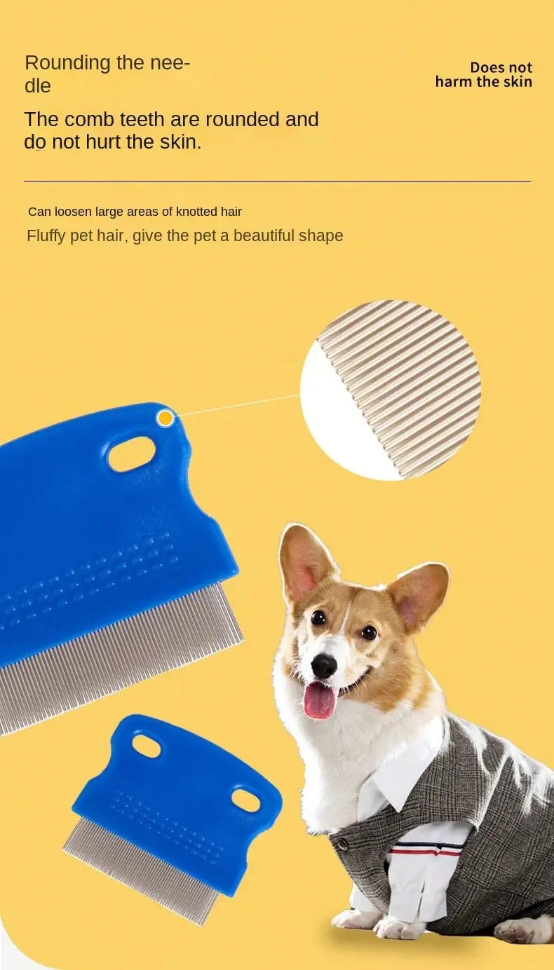 4 Pack Flea Lice Comb- Stainless Steel-Rounded Teeth- Double Sided- Professional-Pet Tear Stain Remover-Pet Grooming