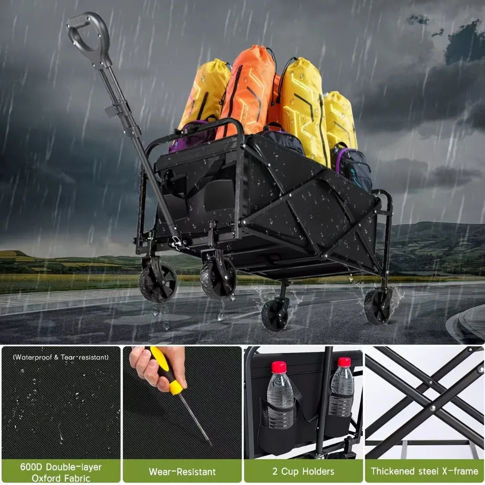 Capacity Heavy-Duty- All-Terrain Folding Cart - Stainless Steel Frame and Foldable -Multi-Purpose Wagon-Pet Accessories